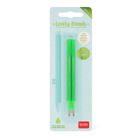 Recargas Canetas Lovely Friends Legami - Verde neon 2 Unidades - Papelaria Encantada