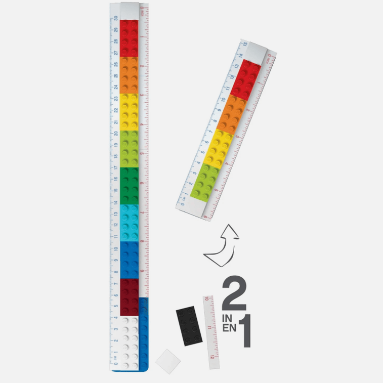 Régua LEGO 2 em 1 para montar com minifigura - Papelaria Encantada