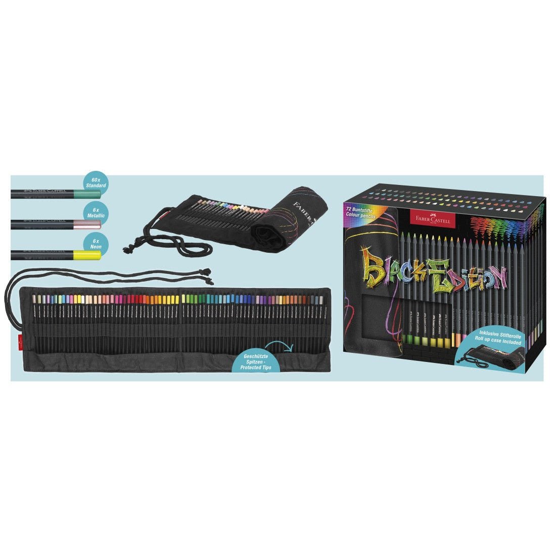 Rolo Lápis Cor Faber - Castell Black Edition Super Soft C/72 - Papelaria Encantada