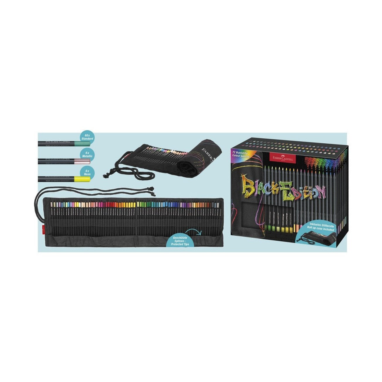 Rolo Lápis Cor Faber - Castell Black Edition Super Soft C/72 - Papelaria Encantada