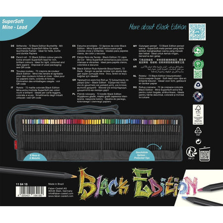 Rolo Lápis Cor Faber - Castell Black Edition Super Soft C/72 - Papelaria Encantada