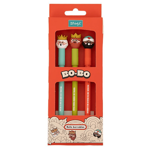 Set de 3 esferográficas apagáveis Bo - Bo - Reis Magos Mr Wonderful - Papelaria Encantada