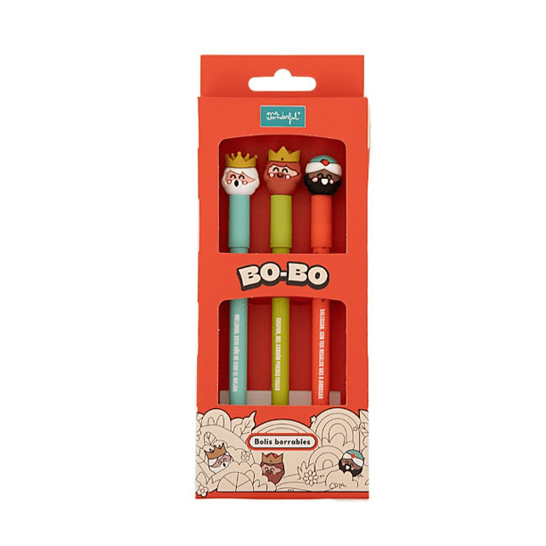 Set de 3 esferográficas apagáveis Bo - Bo - Reis Magos Mr Wonderful - Papelaria Encantada