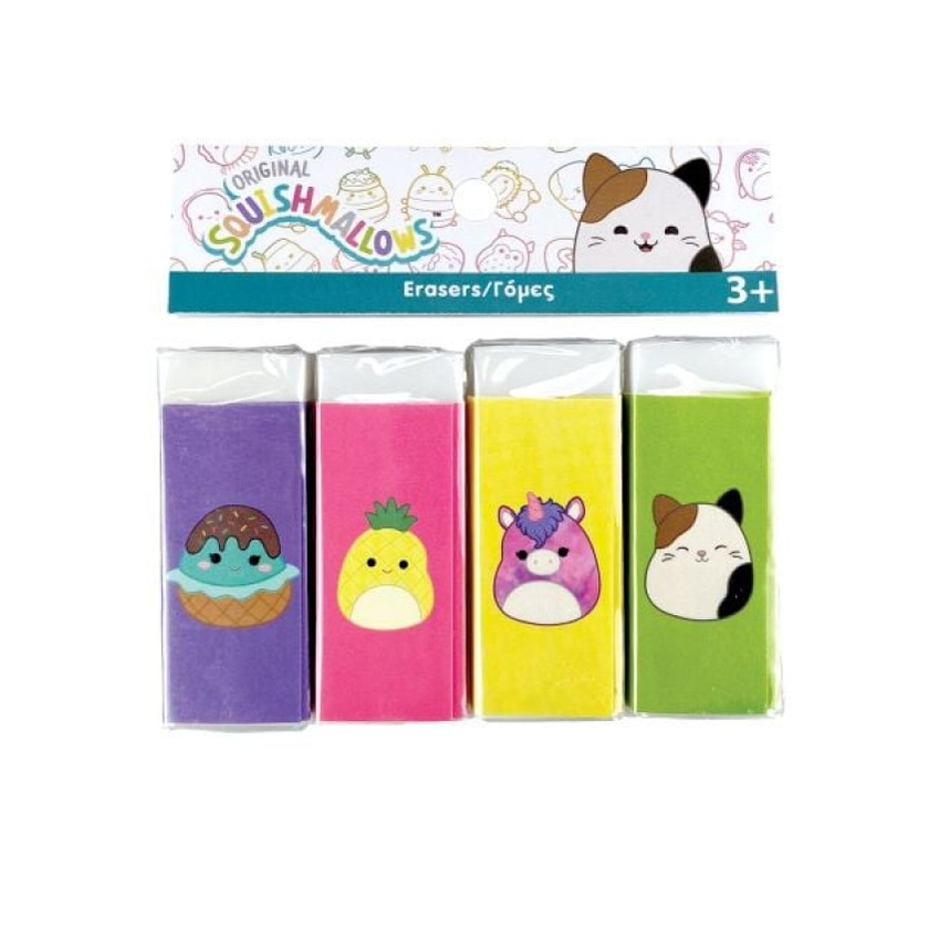 Squishmallows conjunto de 4 borrachas - Papelaria Encantada