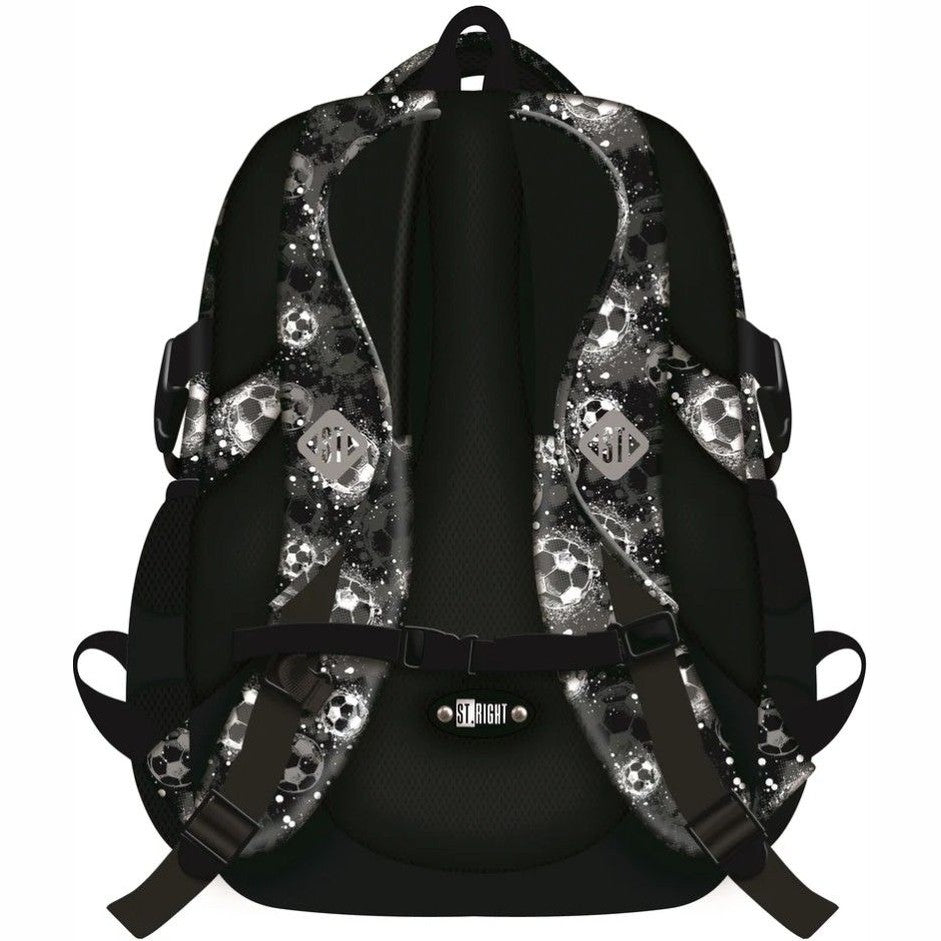 Mochila escolar futebol preta/cinza 43cm