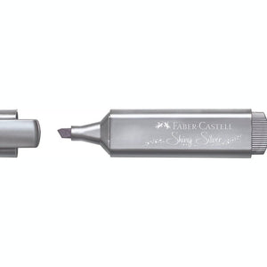 Sublinhador Faber-Castell Textliner Metálico Prateado - Papelaria Encantada