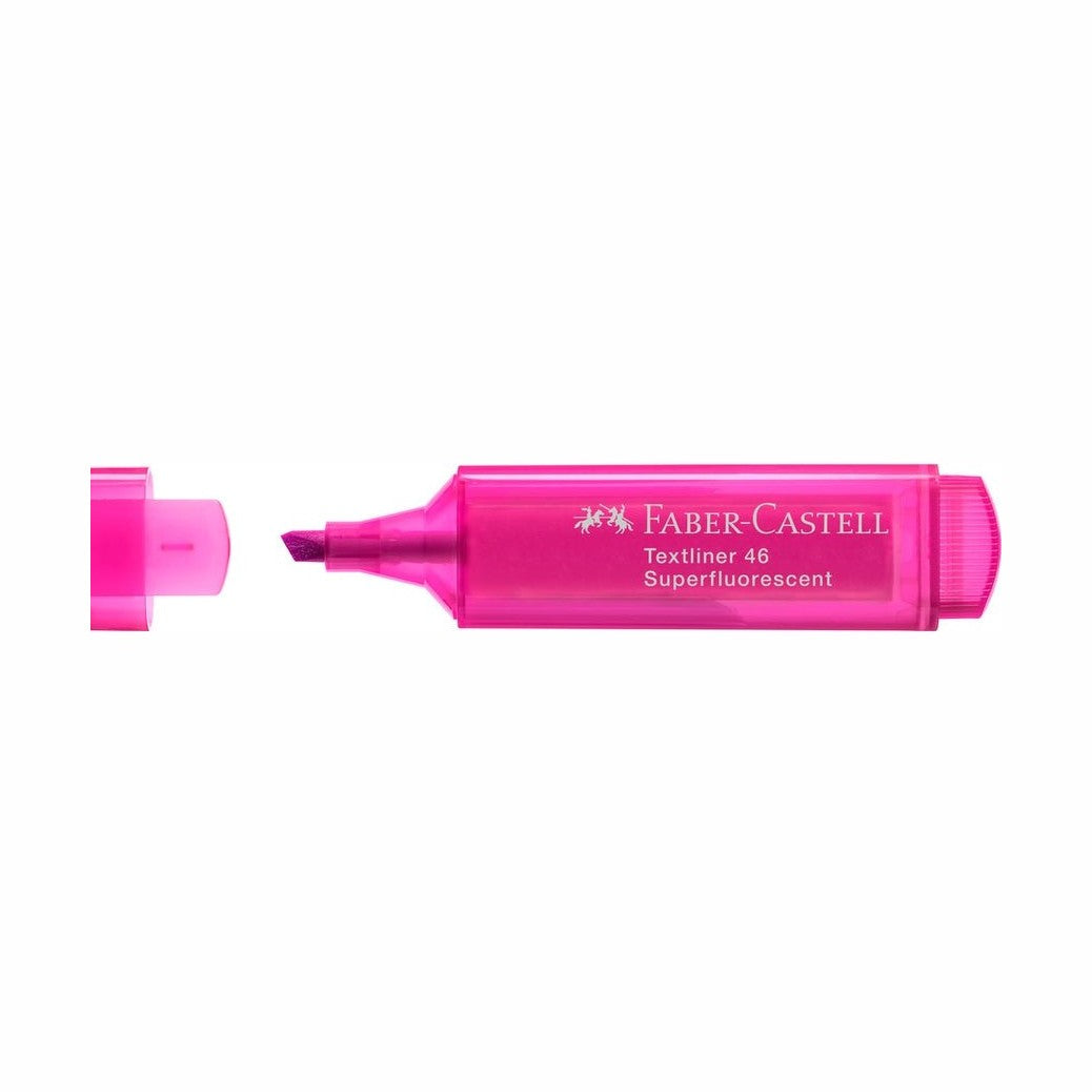 Sublinhador Faber-Castell Textliner Superfluorescente neon Rosa - Papelaria Encantada