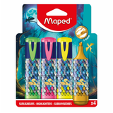 Sublinhador fluorescente MAPED Dragon - 3 cores néon + dourado - Papelaria Encantada