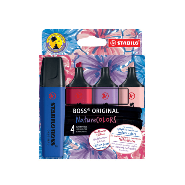 Sublinhador Stabilo Boss Wildflower Nature Colors 4 Cores - Papelaria Encantada