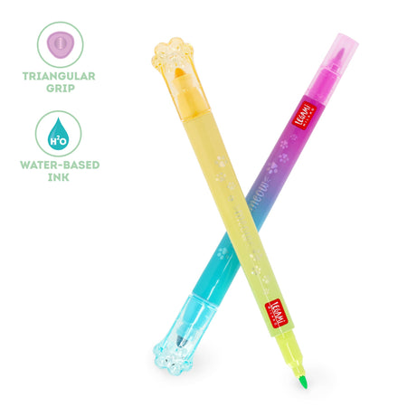 Sublinhadores Legami Ponta Dupla Pastel com glitter - Papelaria Encantada