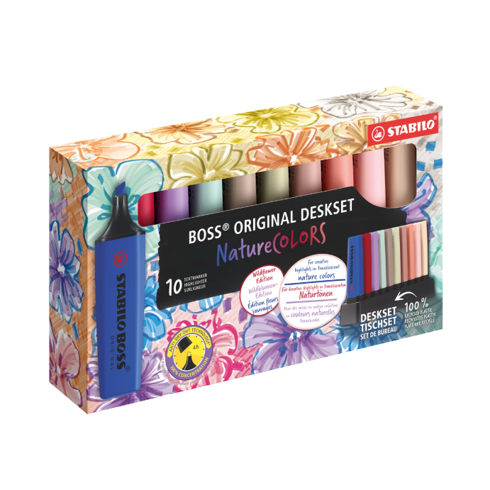 Sublinhadores stabilo Boss Nature colors 10 cores - Papelaria Encantada