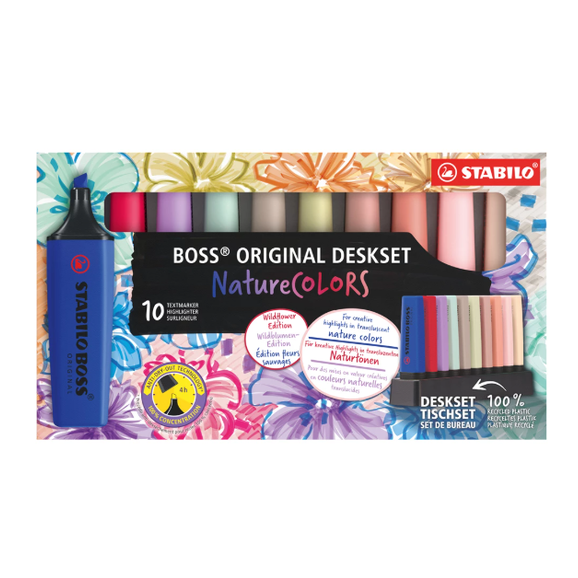 Sublinhadores stabilo Boss Nature colors 10 cores - Papelaria Encantada