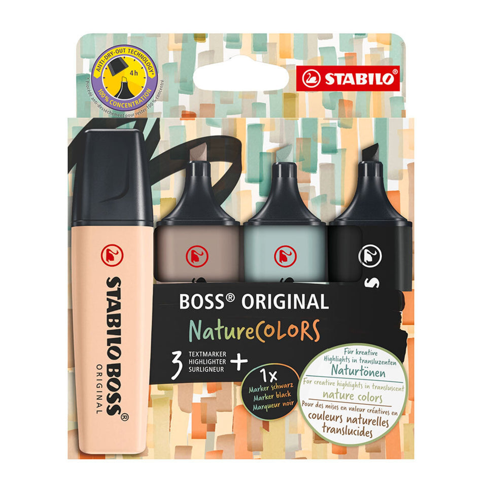 Sublinhadores Stabilo Boss Nature colors 3+1 - Papelaria Encantada