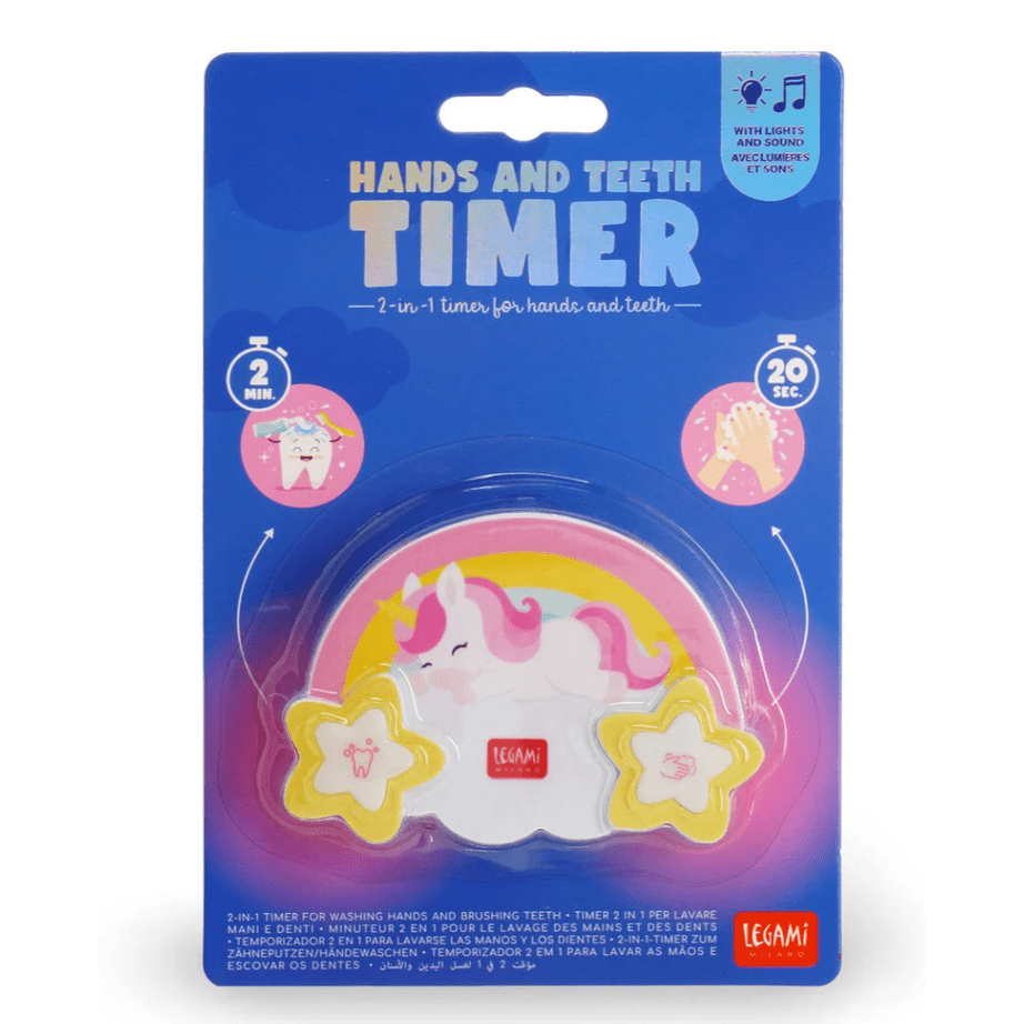 Temporizador 2 em 1 - Unicórnio para mãos e dentes - Legami - Papelaria Encantada