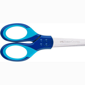 Tesoura Faber-Castell Grip com proteção L+R Azul - Papelaria Encantada