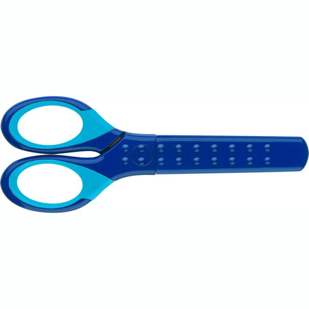 Tesoura Faber-Castell Grip com proteção L+R Azul - Papelaria Encantada
