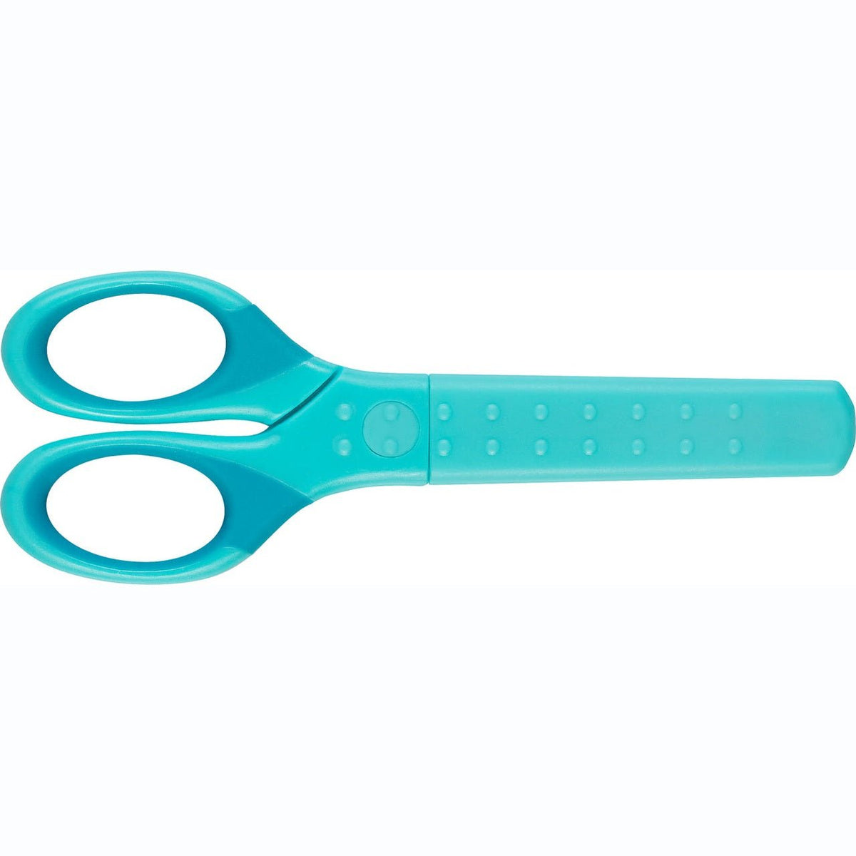 Tesoura Faber-Castell Grip com proteção L+R Azul Turquesa - Papelaria Encantada