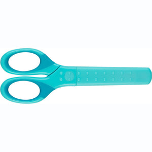 Tesoura Faber-Castell Grip com proteção L+R Azul Turquesa - Papelaria Encantada