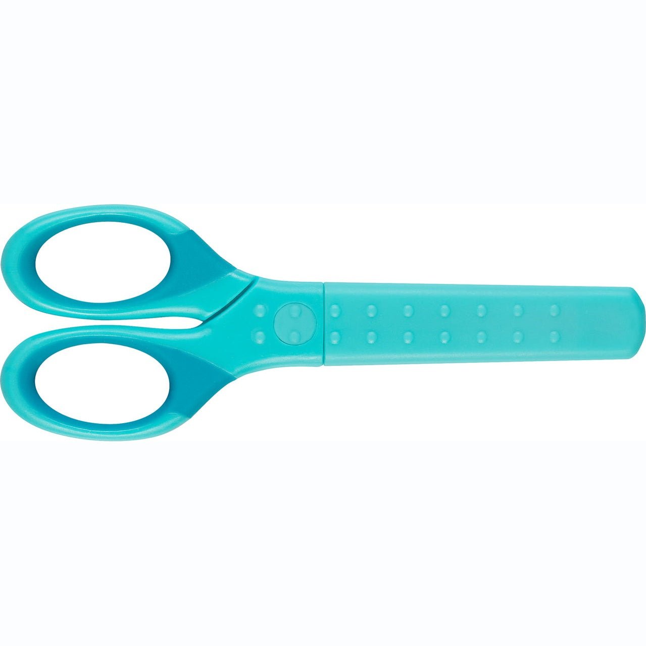 Tesoura Faber-Castell Grip com proteção L+R Azul Turquesa - Papelaria Encantada