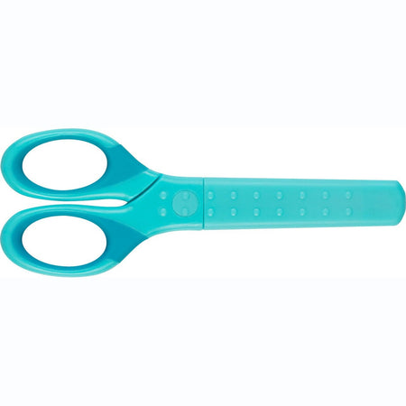 Tesoura Faber-Castell Grip com proteção L+R Azul Turquesa - Papelaria Encantada