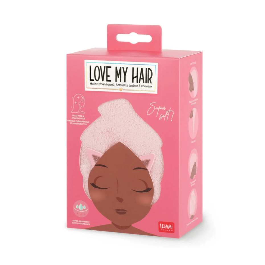 Toalha Turbante Gato - Legami - Adoro o Meu Cabelo - Papelaria Encantada