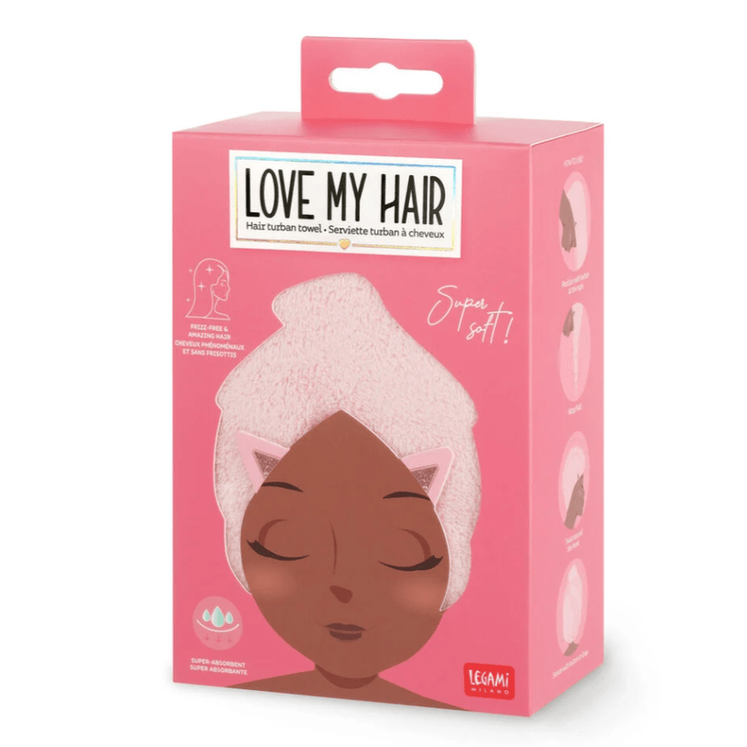 Toalha Turbante Gato - Legami - Adoro o Meu Cabelo - Papelaria Encantada