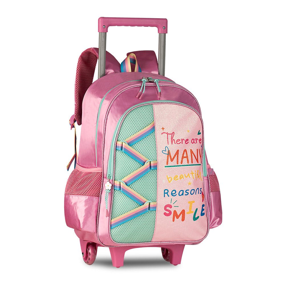 Trolley Escolar Smile Rosa - Papelaria Encantada