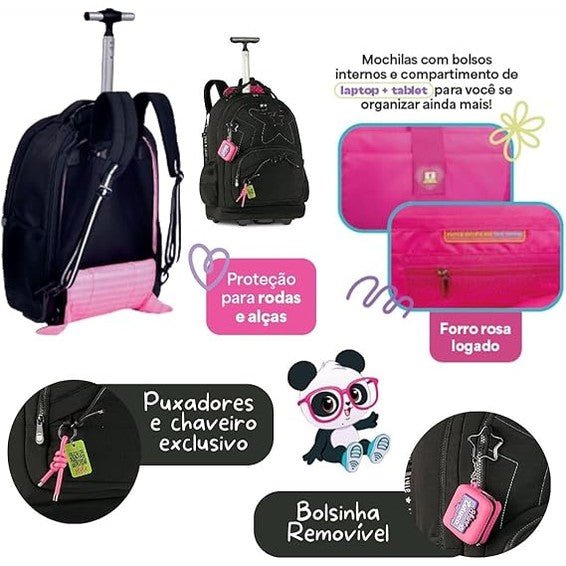 Trolley Luluca Rosa 48cm - Papelaria Encantada